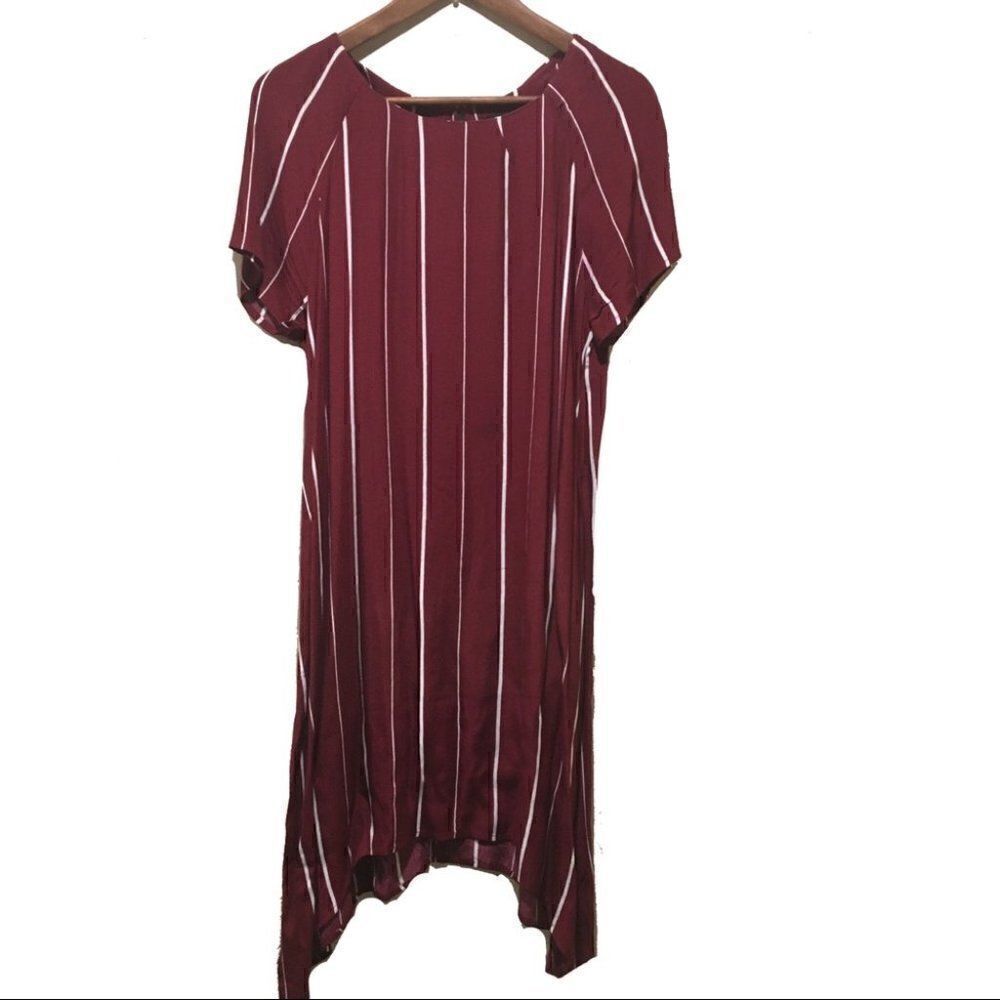 Lumiere Striped burgundy Sharkbite Dress Sm